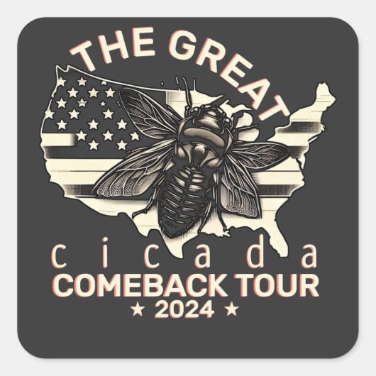 Grafische Cicada Comeback Tour 2024 Design Vierkante Sticker (Voorkant)