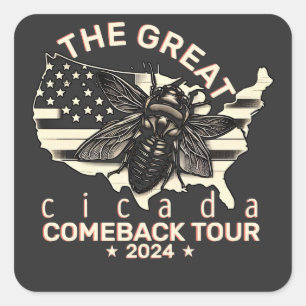 Grafische Cicada Comeback Tour 2024 Design Vierkante Sticker