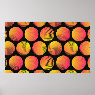 grafische cirkels naadloos patroon in oranje vuur poster