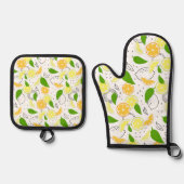 Grafische citrus. ovenhandschoen & pot houder set (Voorkant)