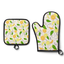 Grafische citrus. ovenhandschoen & pot houder set