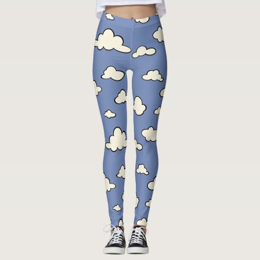 GRAFISCHE CLOUD PATROON BLUE SKY LEGGINGS (Voorkant)