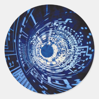 Grafische computer circuit tunnel ronde sticker