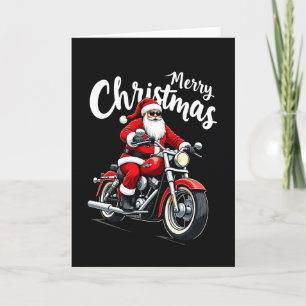 Grafische Coole Kerstman op Chopper Kerstkaart Kaart