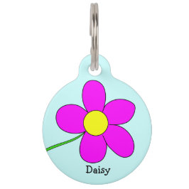 Grafische Daisy Flower op Blue Background Custom Huisdierpenning