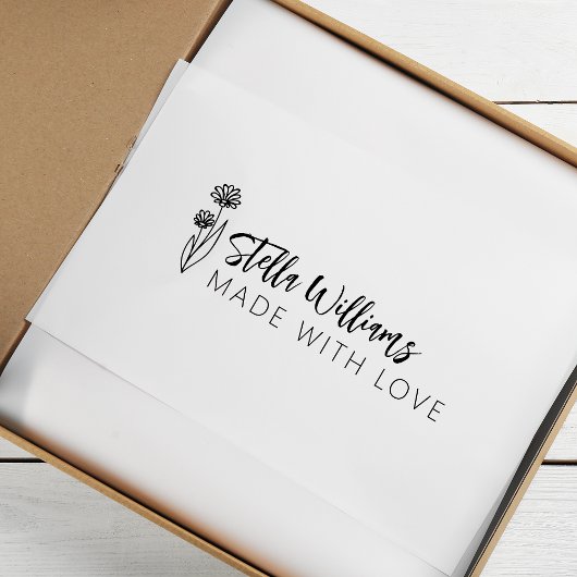Grafische Daisy Script Gemaakt Met Liefde Rubberstempel