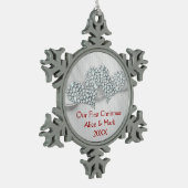 Grafische diamanten harten | Eerste Kerstdag Tin Sneeuwvlok Ornament (Links)