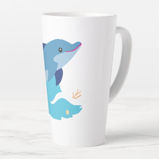 Grafische dolfijn latte mok (Rechterhoek)