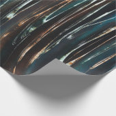 Grafische donkerblauwe golf cadeaupapier (Hoek)