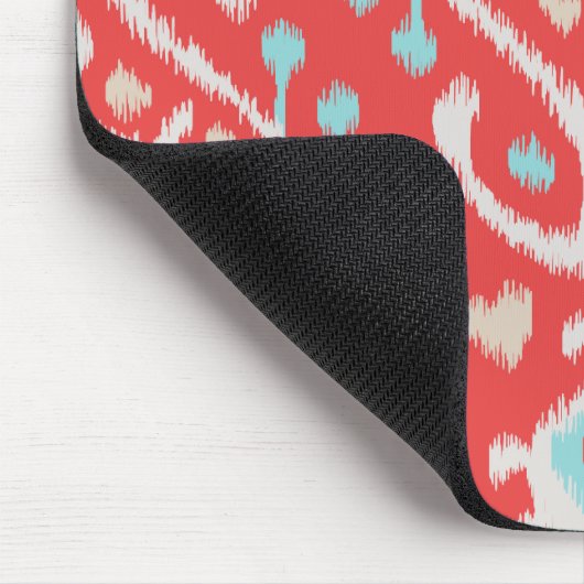 Grafische elegante rode en turkooistikstof, gedruk muismat (Hoek)