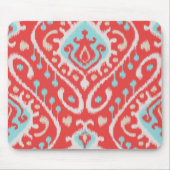 Grafische elegante rode en turkooistikstof, gedruk muismat (Voorkant)