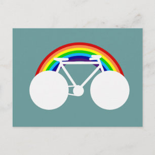 Grafische fiets & regenboog briefkaart