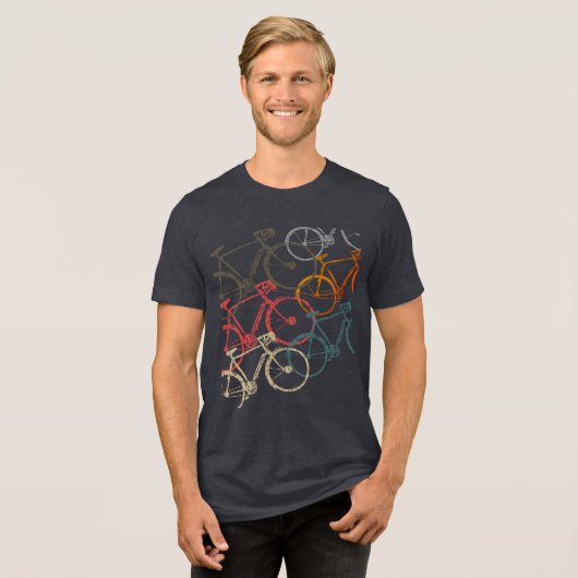 Grafische fietsen / fietsen Black Heather Tri-Blend Shirt (Voorkant volledig)