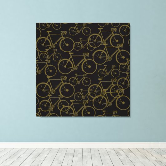 Grafische fietsen op zwart canvas afdruk (Insitu (Houten vloer))