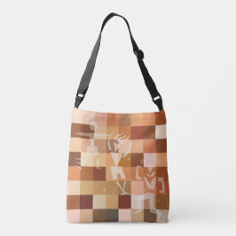 Grafische figuren op kleurblokken crossbody tas