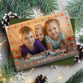 Grafische Floral Border "Season's Greetings" Foto Feestdagenkaart