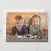 Grafische Floral Border "Season's Greetings" Foto Feestdagenkaart (Voorkant)