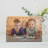 Grafische Floral Border "Season's Greetings" Foto Feestdagenkaart (Staand voorkant)