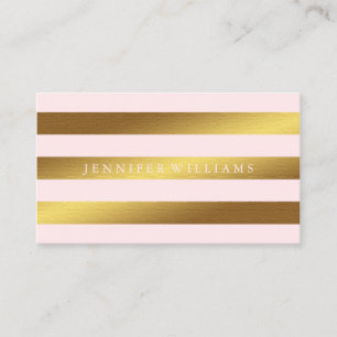Grafische gedrukte Gold Foil & Roze Stripes Visitekaartje