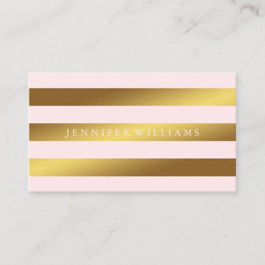 Grafische gedrukte Gold Foil & Roze Stripes Visitekaartje (Voorkant)