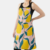 Grafische geïllustreerde citroenen: roze naadloos  schort (Insitu)