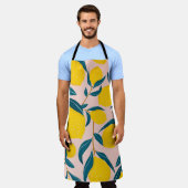 Grafische geïllustreerde citroenen: roze naadloos  schort (Gedragen)