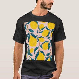 Grafische geïllustreerde citroenen: roze naadloos t-shirt