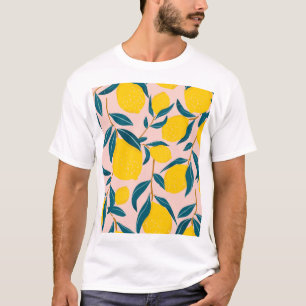 Grafische geïllustreerde citroenen: roze naadloos  t-shirt