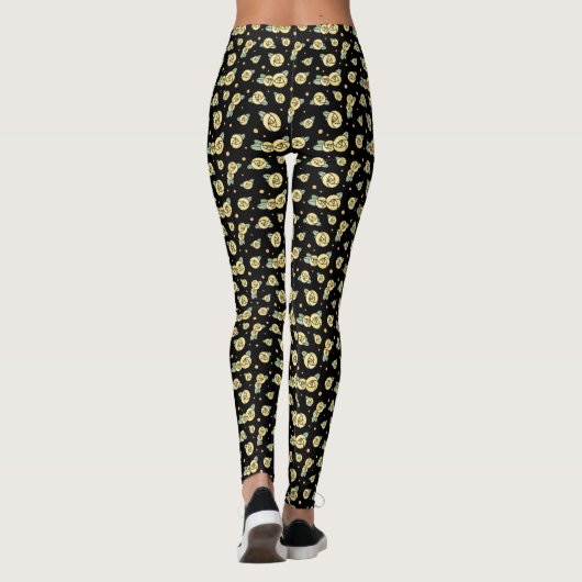 Grafische gele roos | Art Nouveau Glasgow Roos Leggings (Achterkant)
