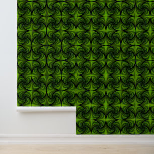 Grafische geometrische 3D Scallop Fan Green Behang
