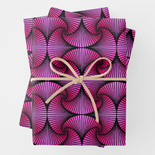 Grafische geometrische 3D Scallop Fan Pink Inpakpapier Vel