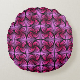 Grafische geometrische 3D Scallop Fan Pink Rond Kussen
