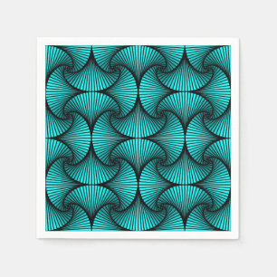 Grafische geometrische 3D Scallop Fan Turquoise Servet