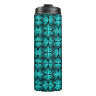 Grafische geometrische 3D Scallop Fan Turquoise Thermosbeker