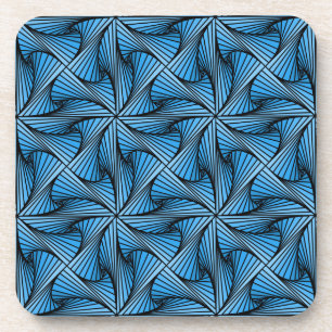 Grafische Geometrische 3D Spiraal Twist Blauw Bier Onderzetter