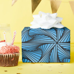 Grafische Geometrische 3D Spiraal Twist Blauw Cadeaupapier