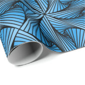 Grafische Geometrische 3D Spiraal Twist Blauw Cadeaupapier (Rol Hoek)