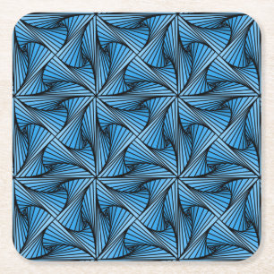 Grafische Geometrische 3D Spiraal Twist Blauw Kartonnen Onderzetters