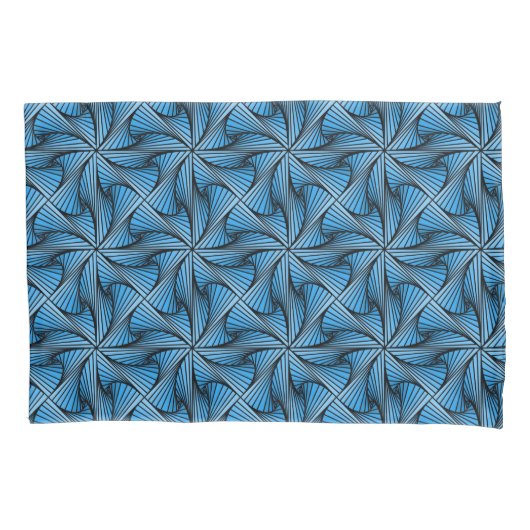Grafische Geometrische 3D Spiraal Twist Blauw Kussensloop (Voorkant)