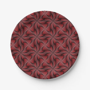 Grafische Geometrische 3D Spiraal Twist Rood Papieren Bordje