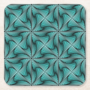 Grafische Geometrische 3D Spiraal Twist Turquoise Kartonnen Onderzetters