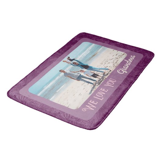 Grafische gepersonaliseerde fototekst Grootma Gift Badmat (Gekanteld)