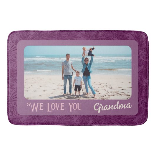 Grafische gepersonaliseerde fototekst Grootma Gift Badmat (Voorkant)