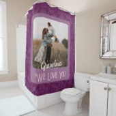 Grafische gepersonaliseerde fototekst Grootma Gift Douchegordijn (In situ)