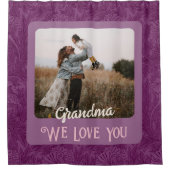 Grafische gepersonaliseerde fototekst Grootma Gift Douchegordijn (Voorkant)