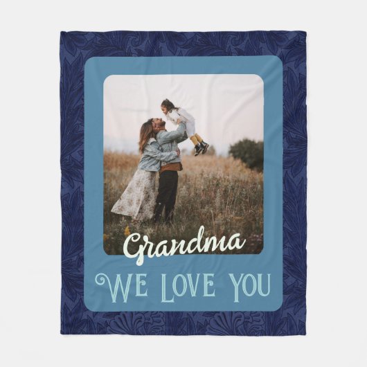 Grafische gepersonaliseerde fototekst Grootma Gift Fleece Deken (Voorkant)