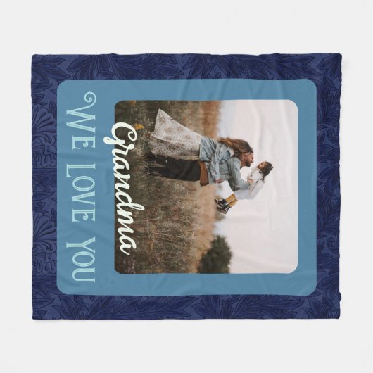 Grafische gepersonaliseerde fototekst Grootma Gift Fleece Deken (Voorkant (Horizontaal))