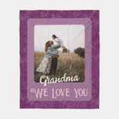 Grafische gepersonaliseerde fototekst Grootma Gift Fleece Deken (Voorkant)
