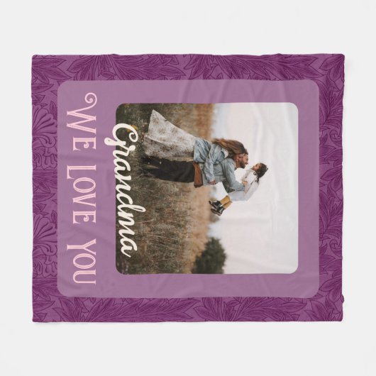 Grafische gepersonaliseerde fototekst Grootma Gift Fleece Deken (Voorkant (Horizontaal))