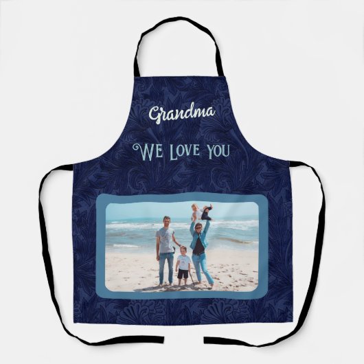 Grafische gepersonaliseerde fototekst Grootma Gift Schort (Voorkant)